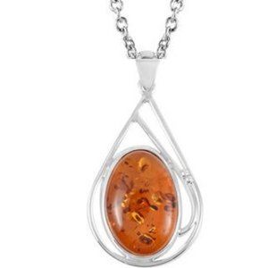 Beautiful Baltic Amber Necklace in Sterling Silver